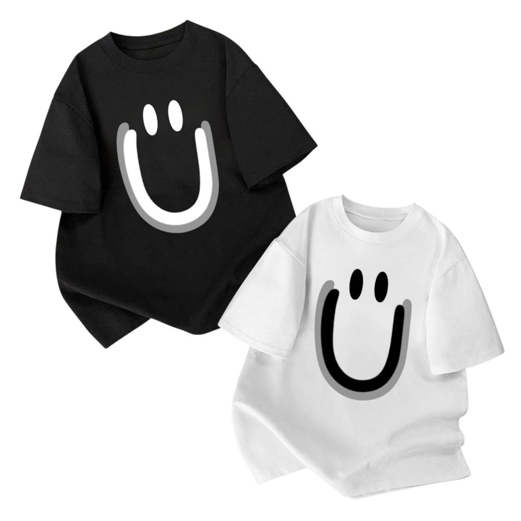 Kaos T-shirt Smile Emot Senyum Oversize Infiless Atasan Baju Unisex - Emote Smile