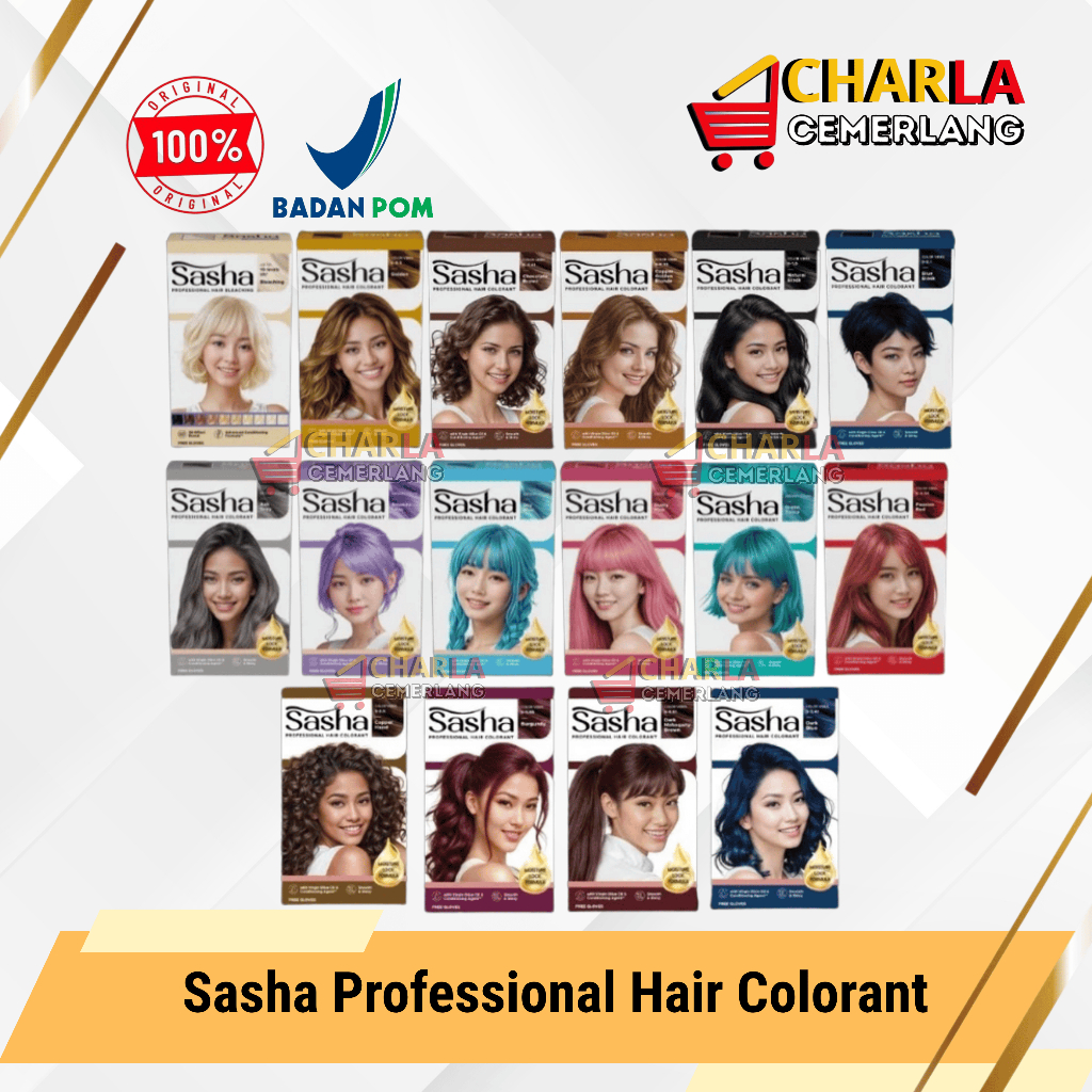 Sasha Hair Color | Sasha Pewarna Rambut Permanent | Sasha Cat Rambut All Varian