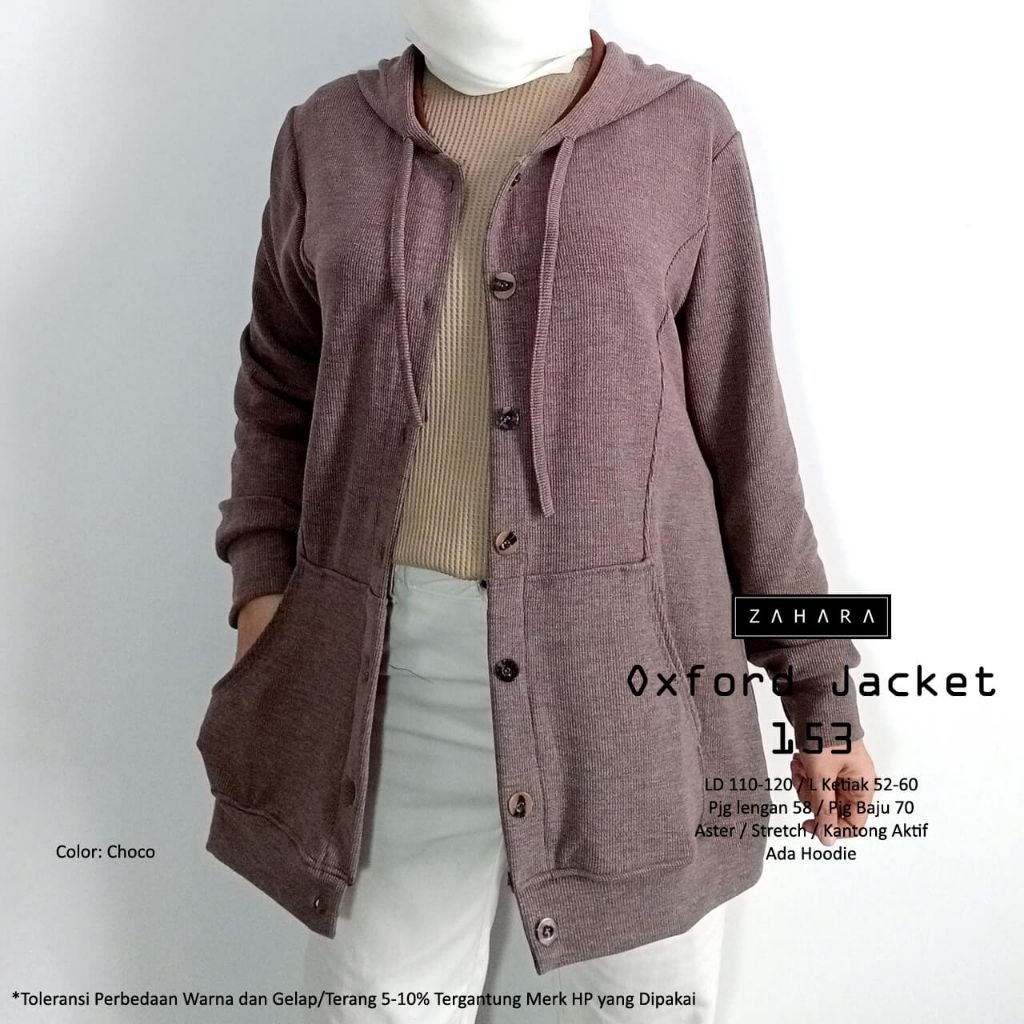 Jaket Outer Hoodie Simple Casual Fashion Wanita Bahan Aster Kode Oxford Jacket Ori Brand ZAHARA - Sm