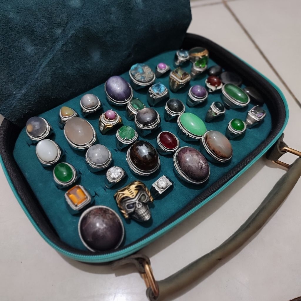 Tas Dompet Kulit Batu Akik dan Permata Tas Untuk Simpan Cincin Akik