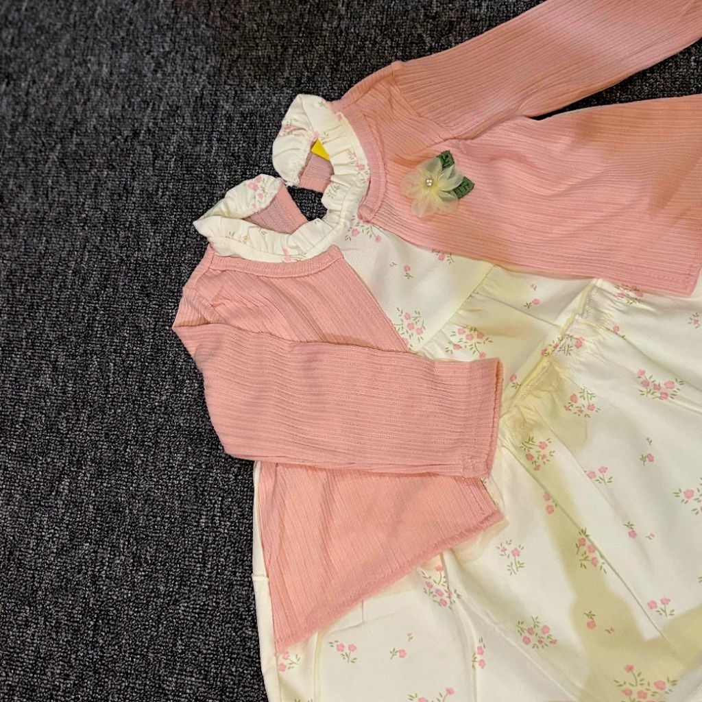 Dress bunga putih korean style dress anak dress korea anak