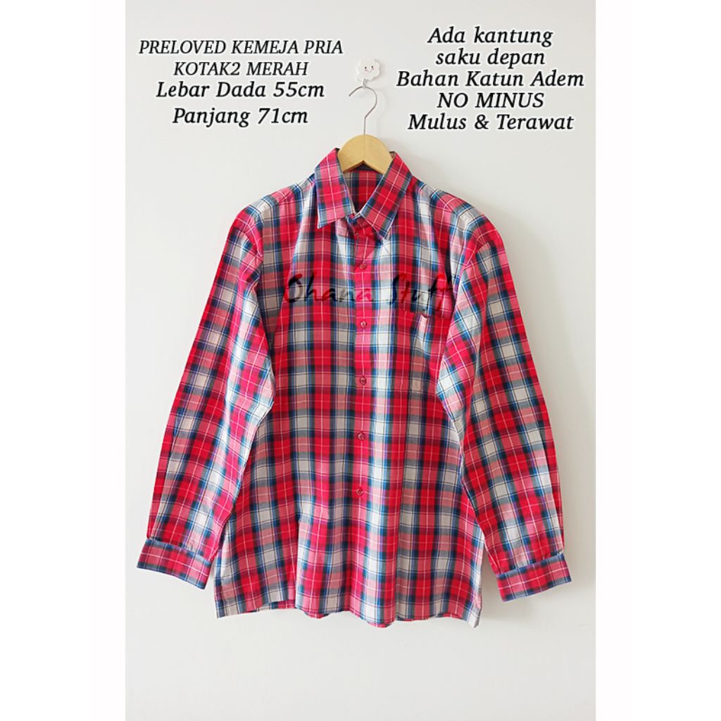 KEMEJA PRIA KATUN BRANDED / KEMEJA LENGAN PANJANG PRIA / KEMEJA KOTAK-KOTAK