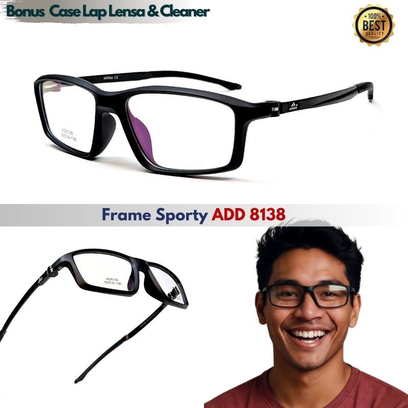 Frame kacamata pria sporty photochromic minus silinder normal titanium premium ADD8138