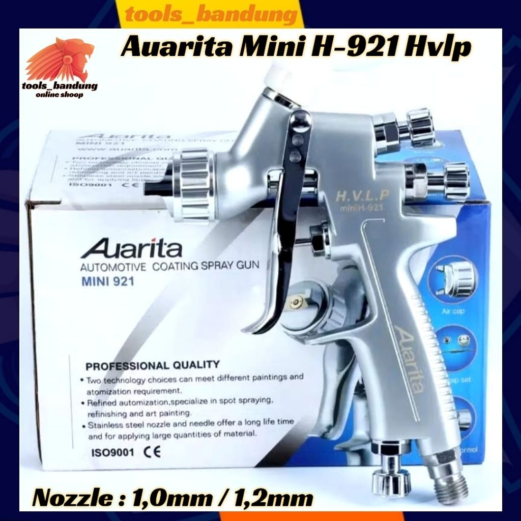 Spray Gun Auarita Mini H921 Hvlp Nozzle 1,0mm 1,2mm Tabung 250ml