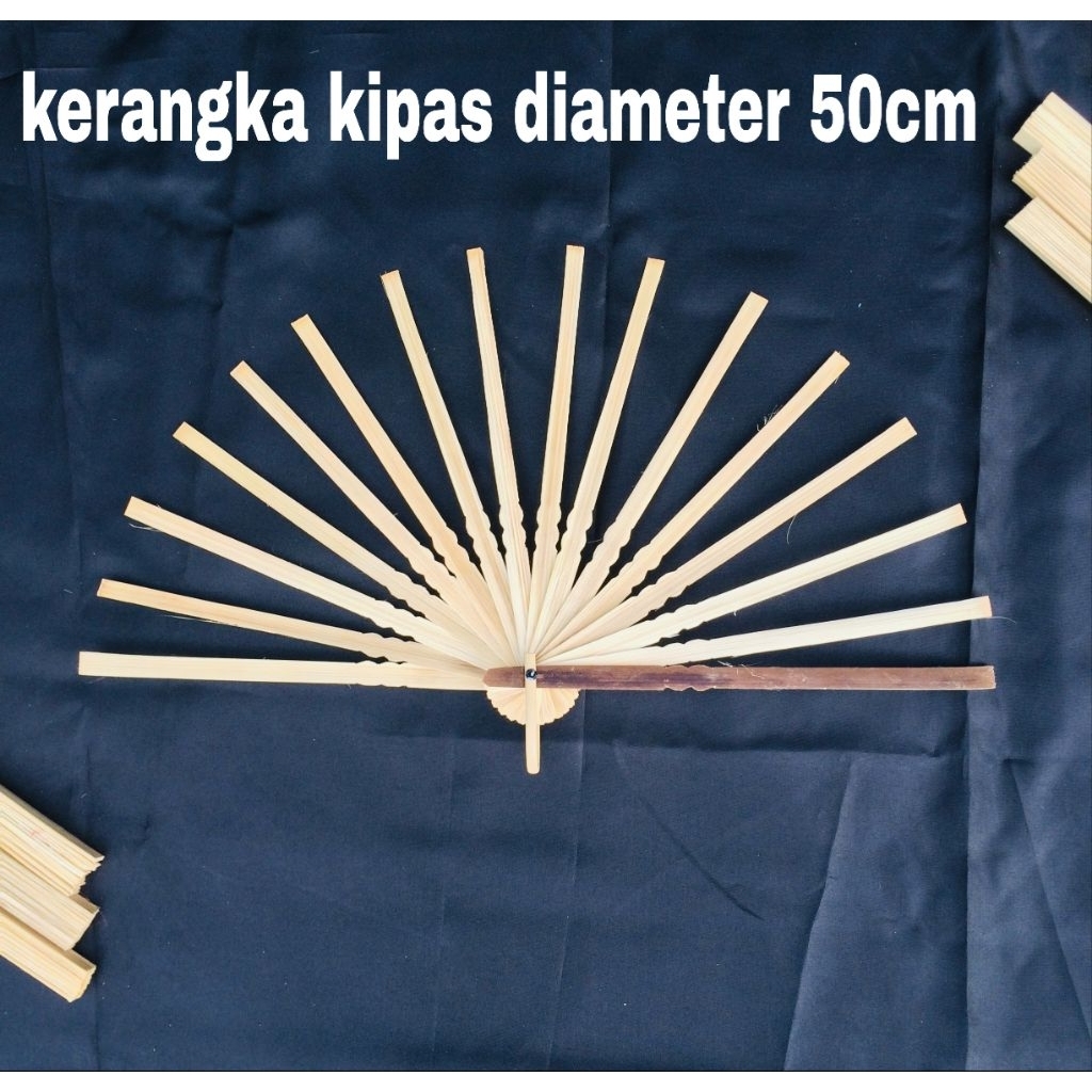 Sovenir Pernikahan Tangkai Kipas Tangan Lipat Batik Jumbo Portable Kerajinan Bambu Manual Custom DIY
