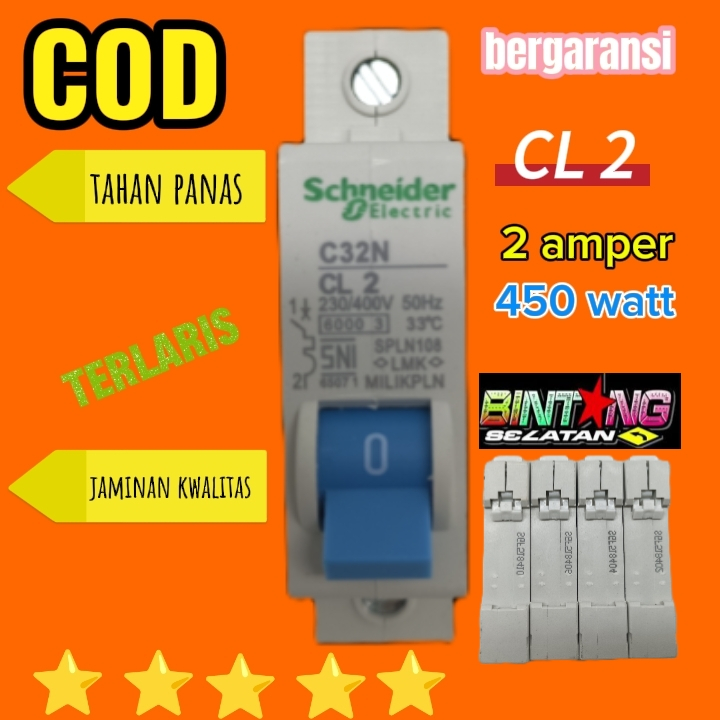 MCB Schneider Biru 1 Phase 2A 2 Ampere / MCB 2 Ampere Schneider