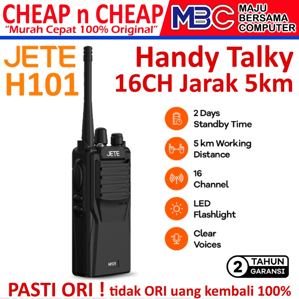 JETE HT Handy Talkie H101 16 Channel Jarak 5KM Garansi Resmi 2th - Walkie Talkie HT