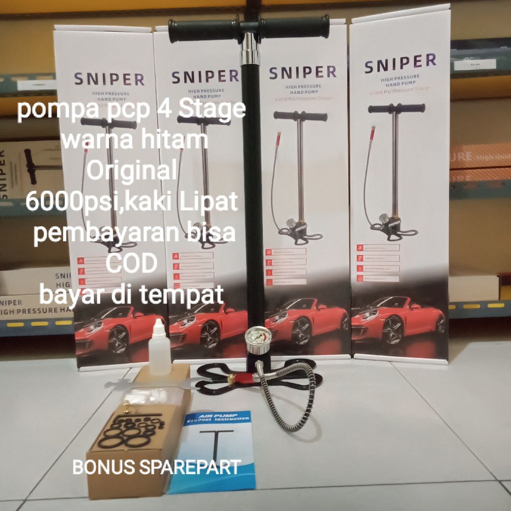 Pompa Pcp 4 Stage Sniper Original,Pompa Pcp 6000 Psi Kaki Lipat(kupu-kupu),Pompa Pcp Manometer Besar