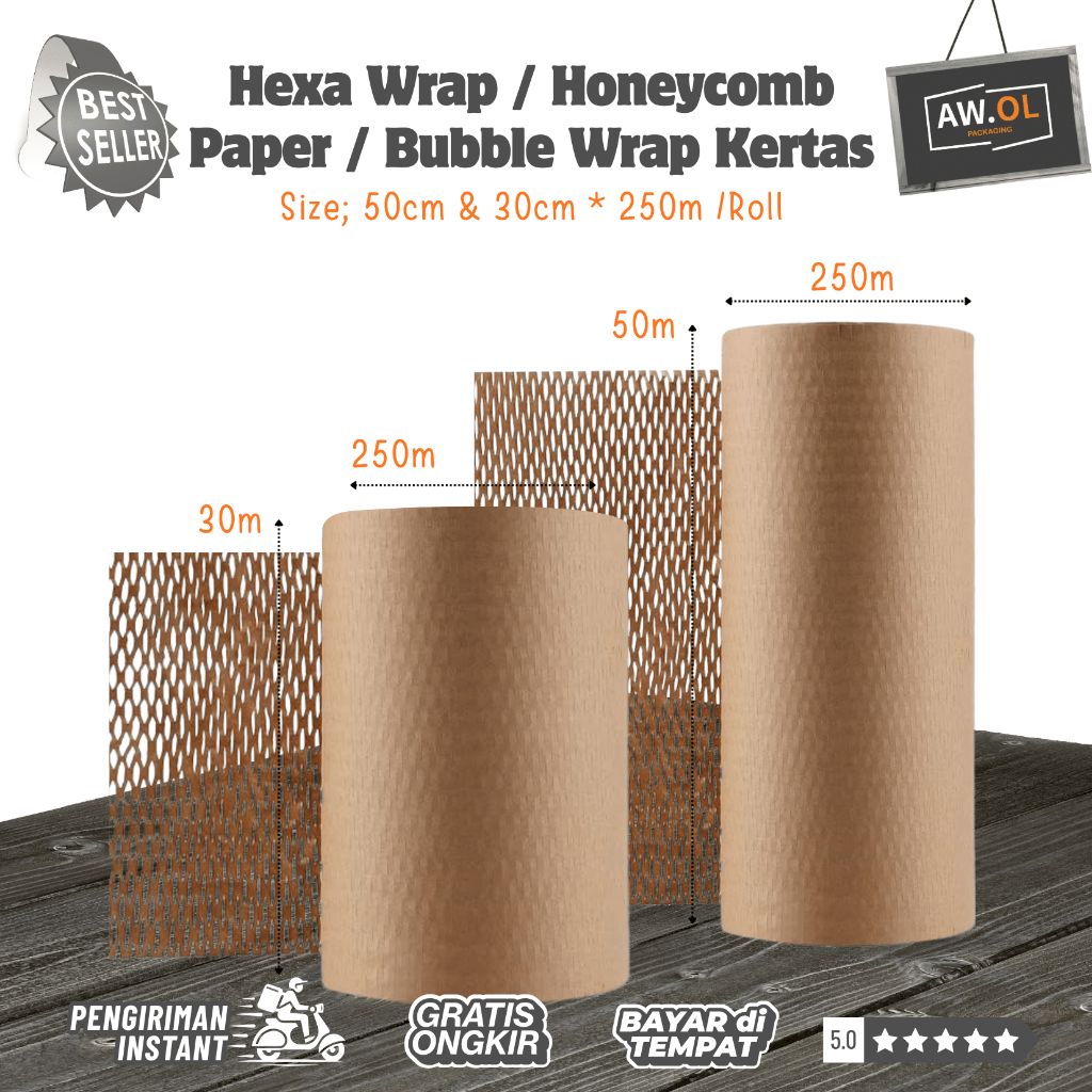 Hexa Wrap / Honeycomb Paper / Bubble Wrap Kertas - 1 ROLL