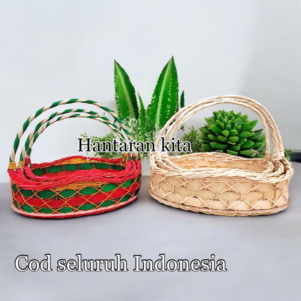 Parsel rotan buah dan hamper model silangan 1 set isi 3pcs/ keranjang rotan model silangan isi 3pars