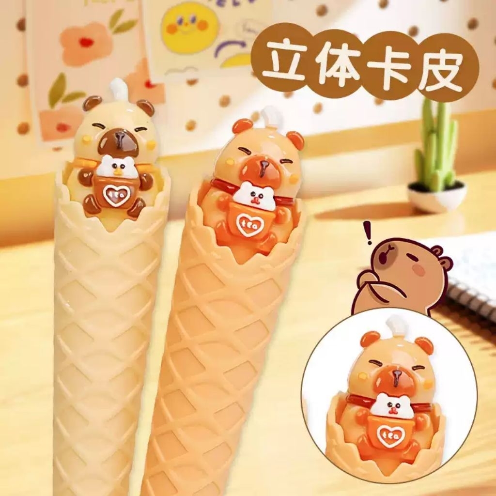 Pulpen cone capybara/gel pen/pulpencone ice cream/pen karakter