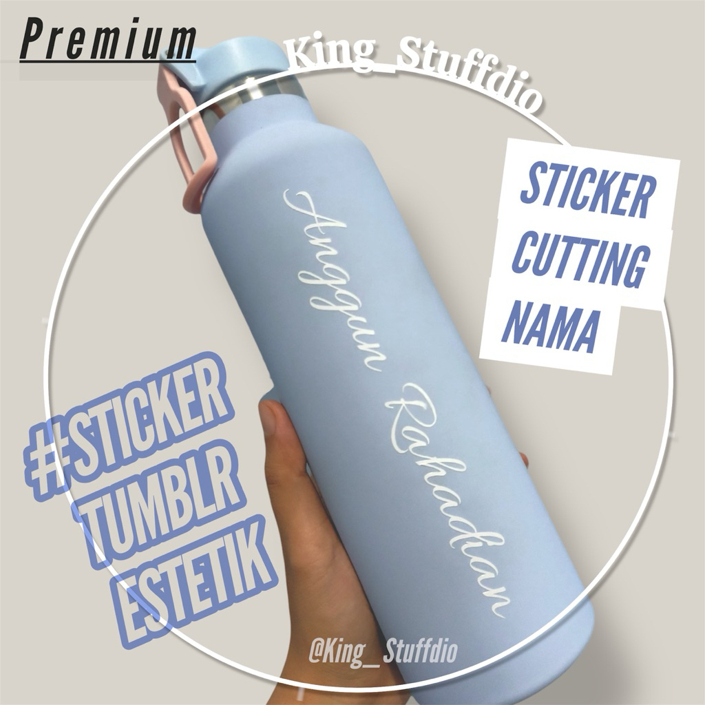 Size L - Sticker Vinyl Decak Cutting Nama Custom Aesthetic Nama Tumbler | Helm | Motor | Mobil | Lab