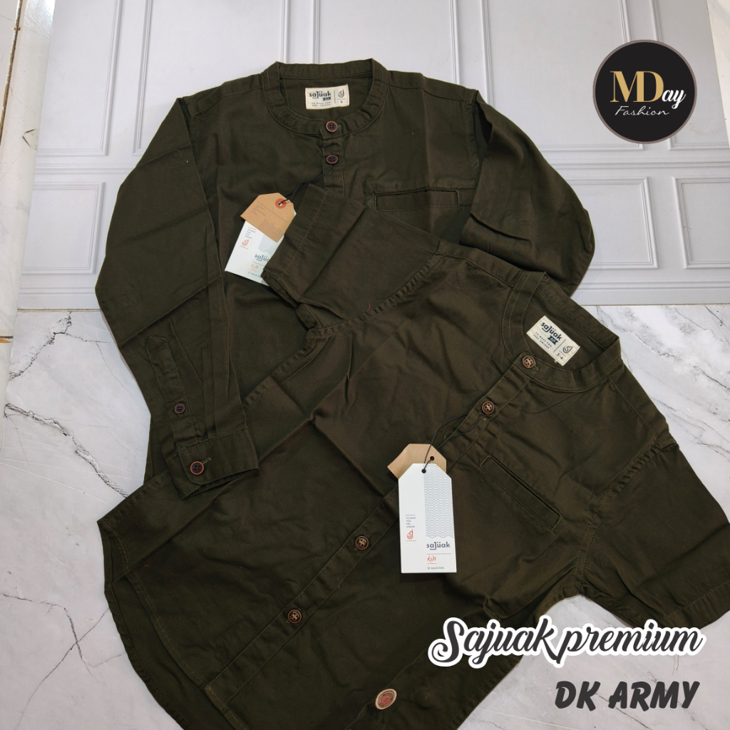 SAJUAK DARK ARMY PREMIUM BAJU KEMEJA KOKO KEMKO COUPLE AYAH ANAK LENGAN PENDEK DAN PANJANG ORIGINAL