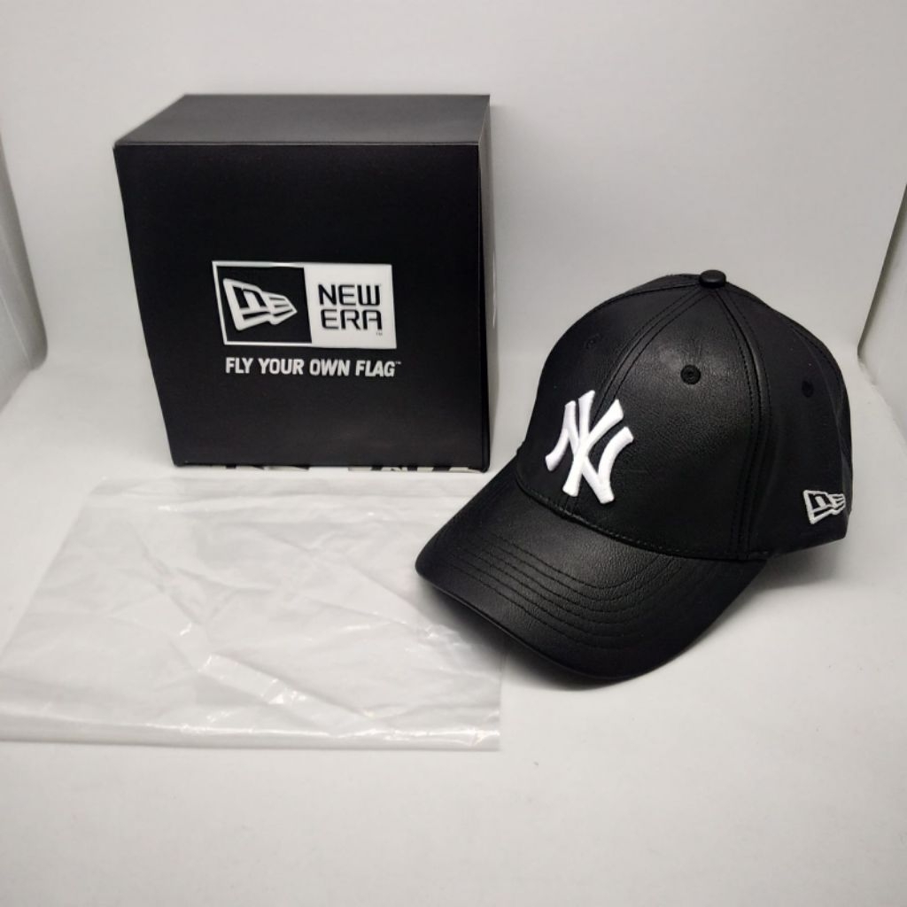 C-107 Topi Kulit Baseball cap Leather NY MLB lack