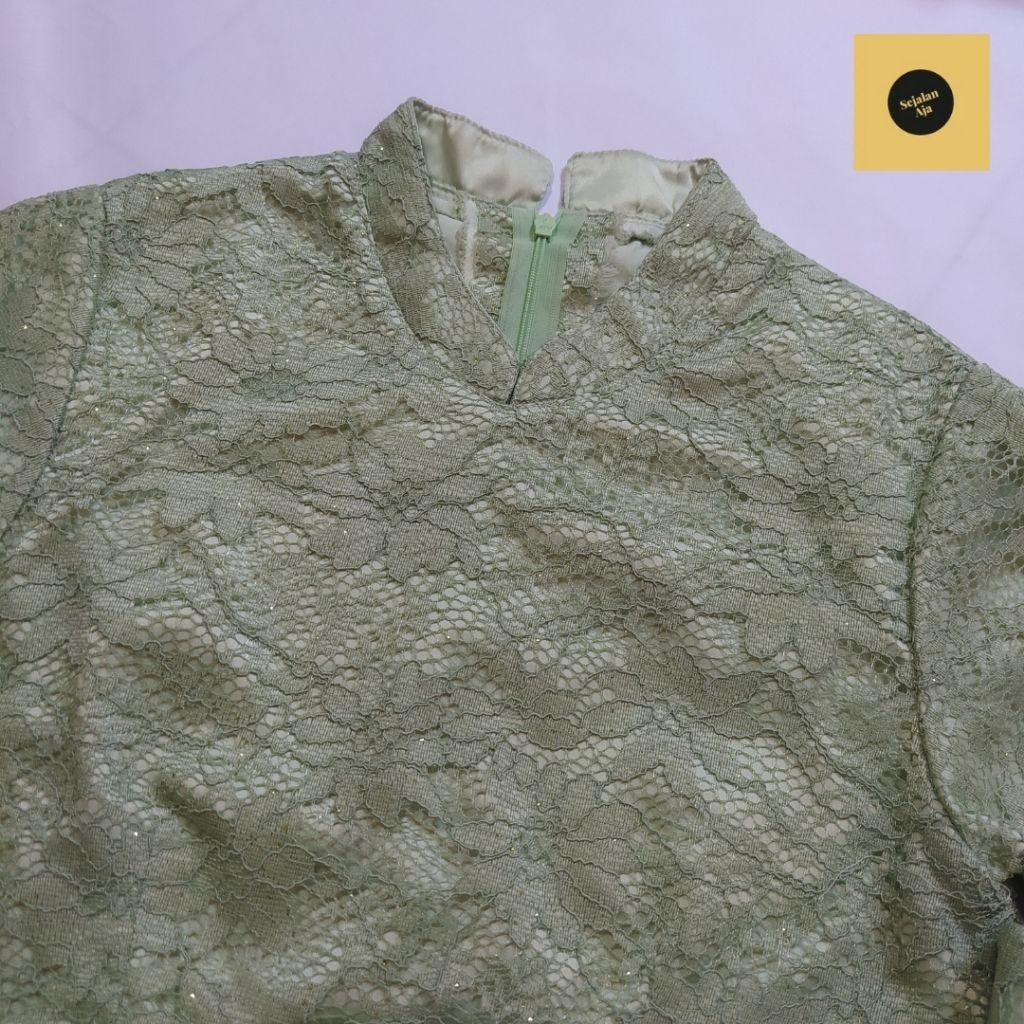 GAMIS KEBAYA BROKAT HIJAU SAGE WANITA