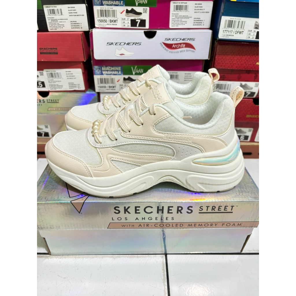 SIZE 37,39,40 SEPATU SKECHERS HAZEL 177564WHT WHITE PUTIH WOMAN ORIGINAL