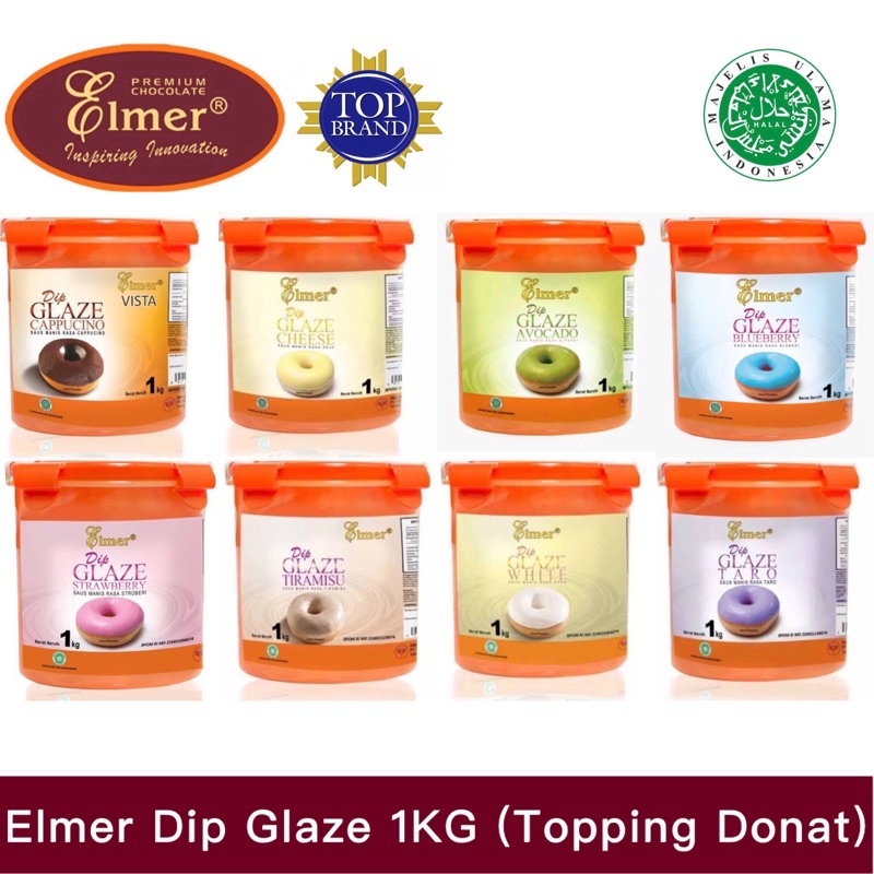 Elmer Dip Glaze 1kg All Variant Topping Donat Roti Halal