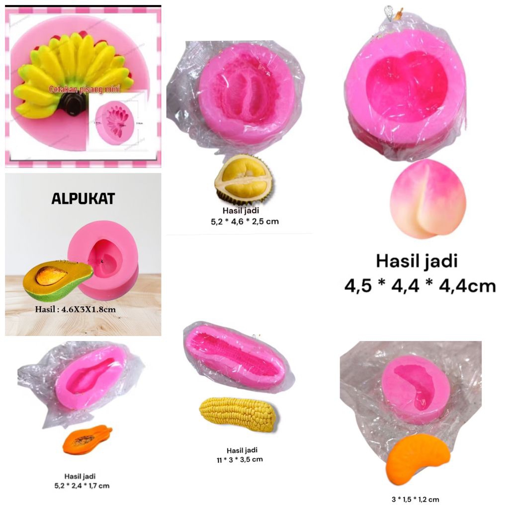 Silikon mini banana pisang buah puding coklat pondant