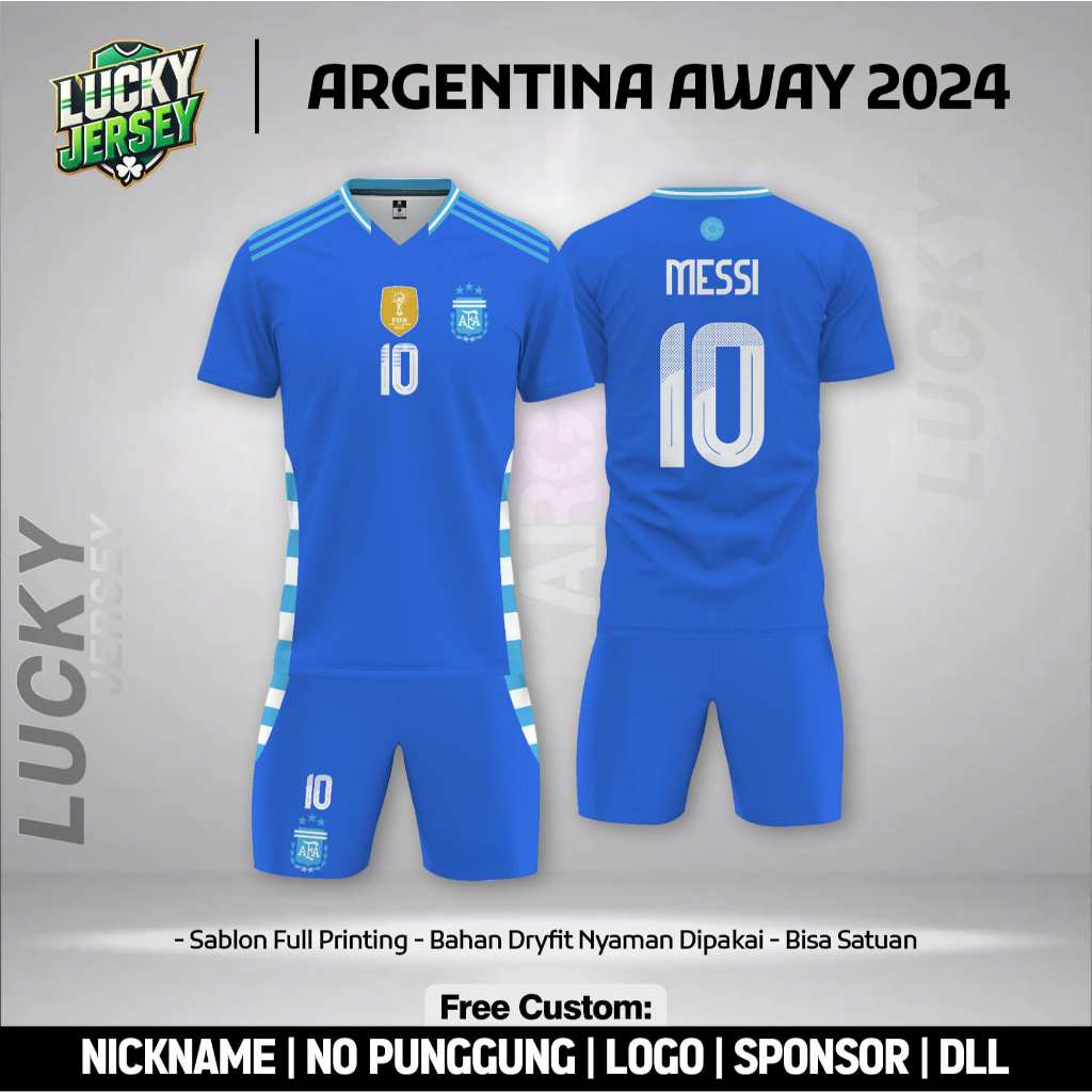 Baju Bola Jersey Argentina Away 2024 [Gratis Nama dan No Punggung]