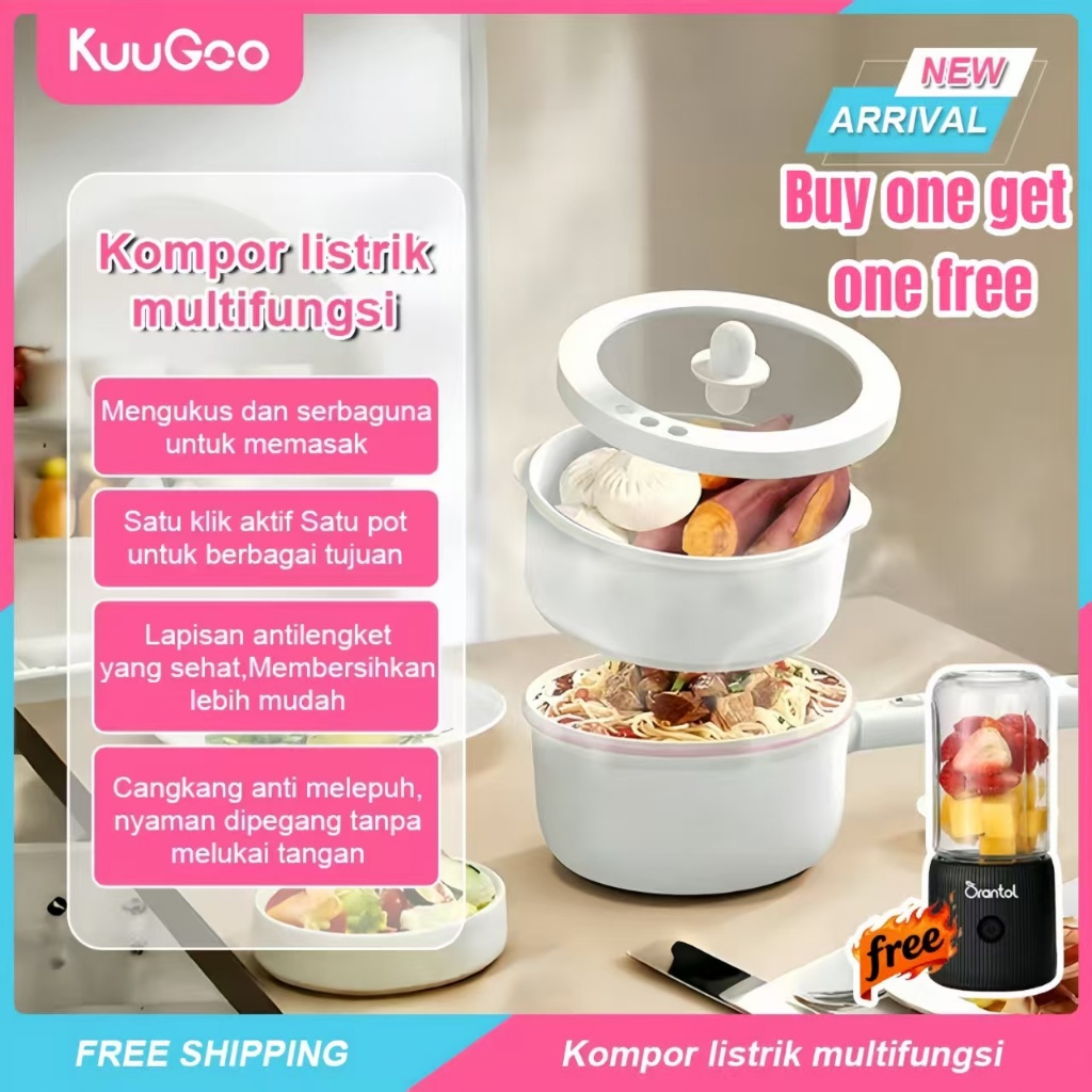 (FREE GIFT) KUUGOO Panci Listrik Serbaguna 1.8L / Panci Listrik Multifungsi / Panci Elektrik Penggor