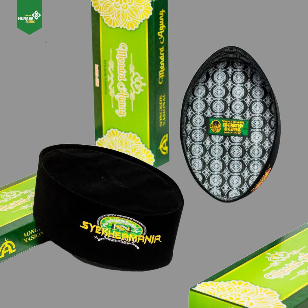 Peci Hitam Motif Syekhermania Kopiah Songkok Pecinta Sholawat Pria Anak Dewasa