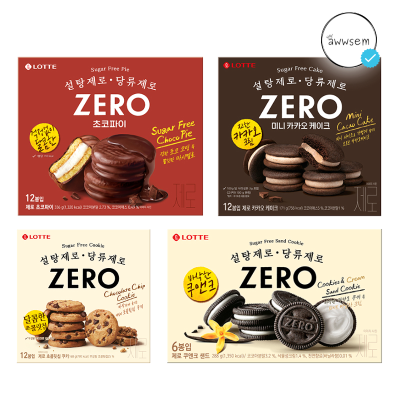LOTTE Zero Choco Pie Cookies Cream Cacao Cake Original Korea