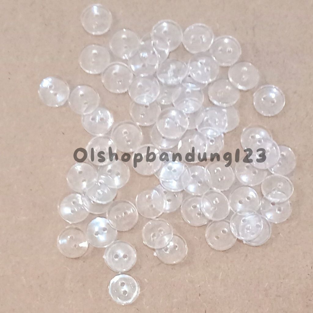 Kancing Kemeja Bening Lubang 2 Kancing Baju /Kancing Seragam Sekolah/Alat Menjahit