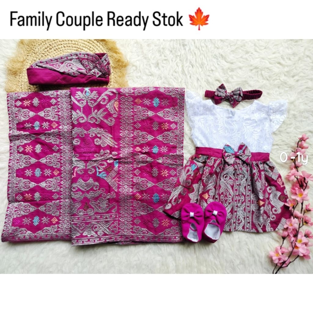 Family Couple songket bordir Bali / set 3 bulanan