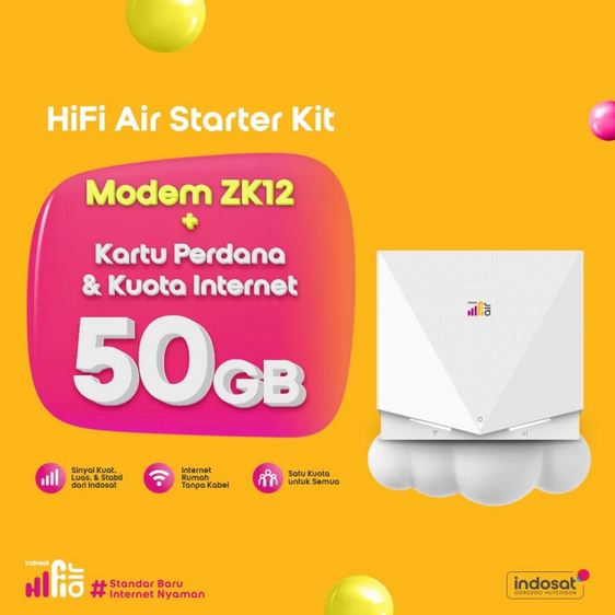 INDOSAT HIFI AIR ZTE K12 WIFI MODEM 4G LTE 50GB