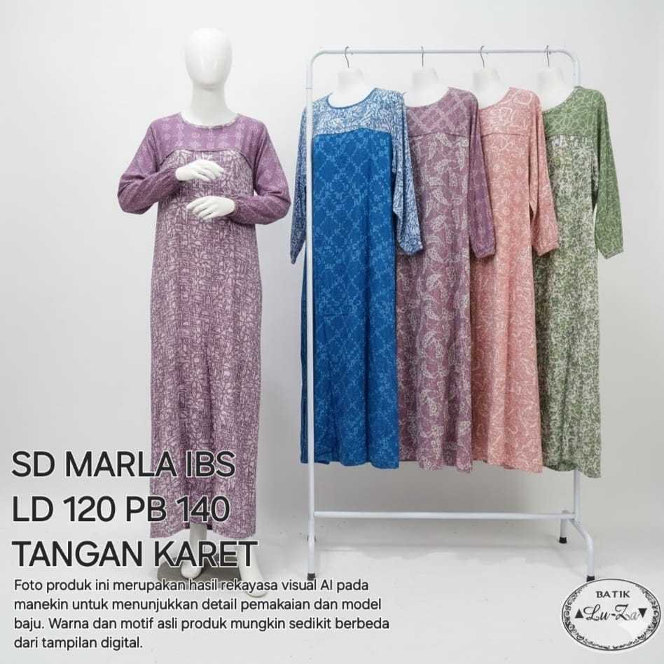 SEKDRES MARLA IBS LUZA asli ori pekalongan gamis batik bahan daster adem tangan panjang ujung tangan