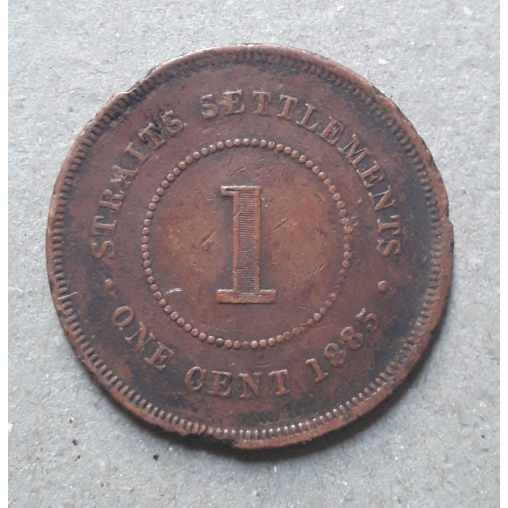 koin one cent victoria straits settlements tahun 1885