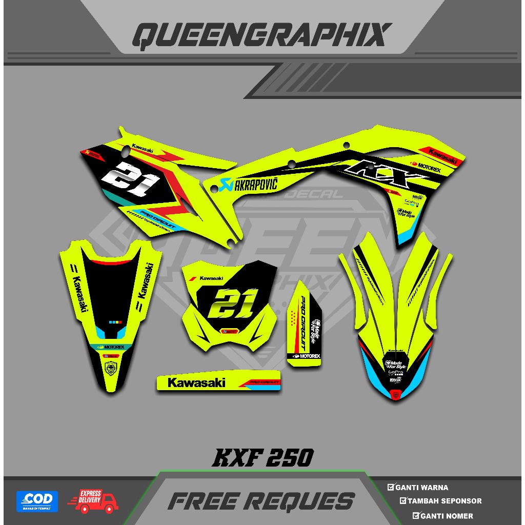 DECAL KX F 250, GTX  KX F 250 BISA CUSTOM DESAIGN NAMA, NOMOR, SPONSOR, WARNA (5)