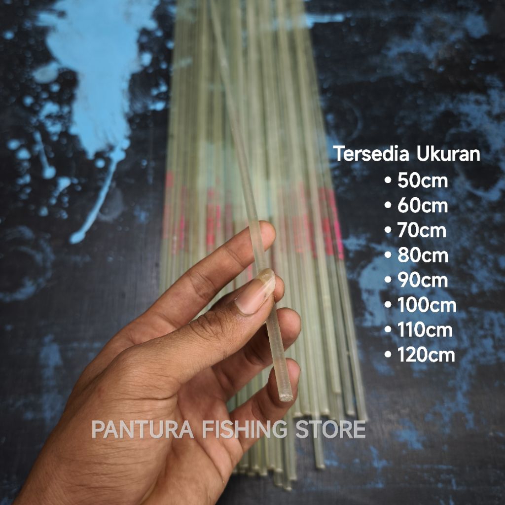 Blank Fiber Solid Bahan Joran Pancing Warna Bening Kaku Ukuran 50cm - 130cm
