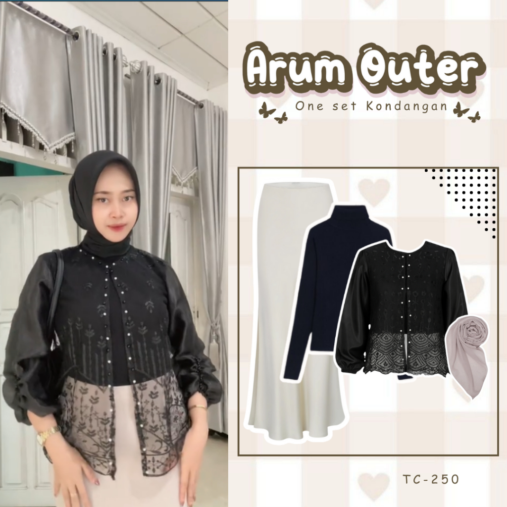 Outfit Kondangan Remaja Kekinian ( Rok Duyung + Manset + Brukat + Hijab ) SET TC- 250