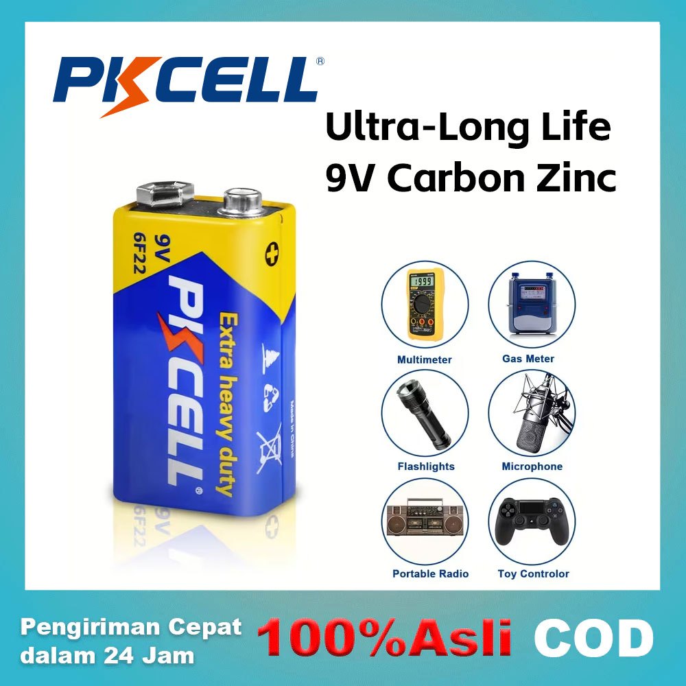 5 Baterai Kering PKCELL 9V - Baterai Karbon Seng 9V, Baterai Senter, Baterai Kamera, Baterai Senter