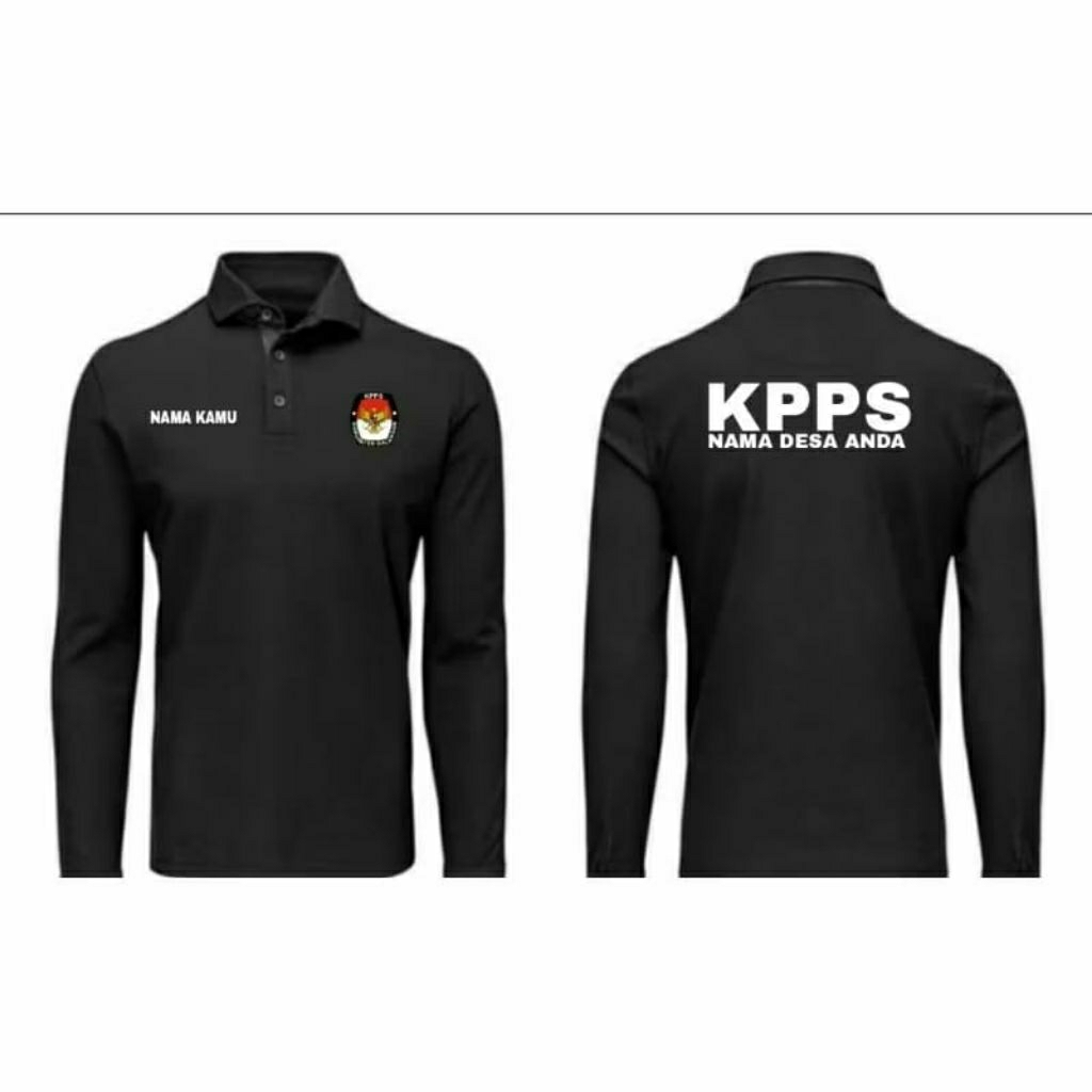 KAOS BERKERAH KPPS LENGAN PANJANG BISA CUSTOM NAMA KPPS DAN NAMA DESA // KAOS KERAH KPPS COD
