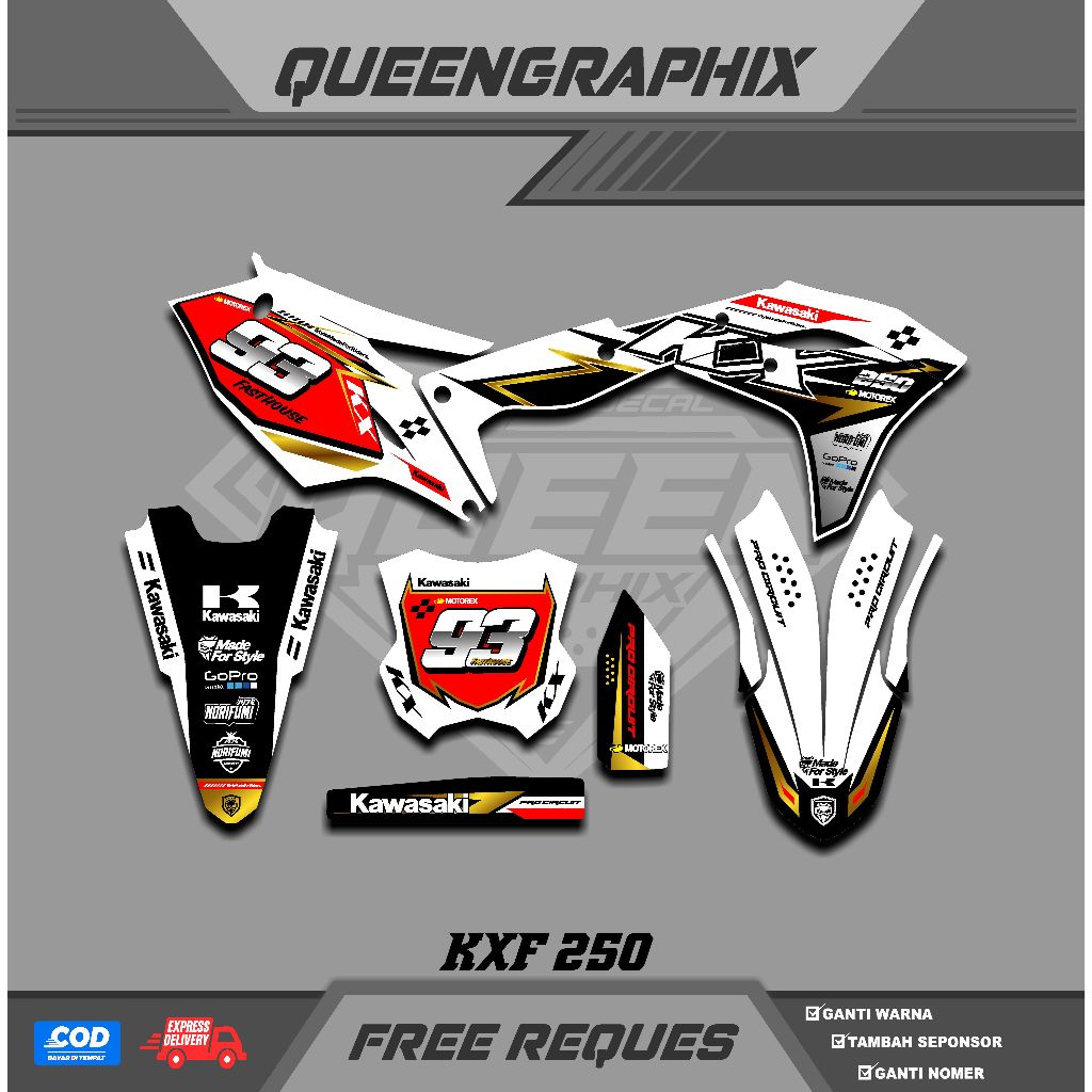 DECAL KX F 250, GTX  KX F 250 BISA CUSTOM DESAIGN NAMA, NOMOR, SPONSOR, WARNA (13)