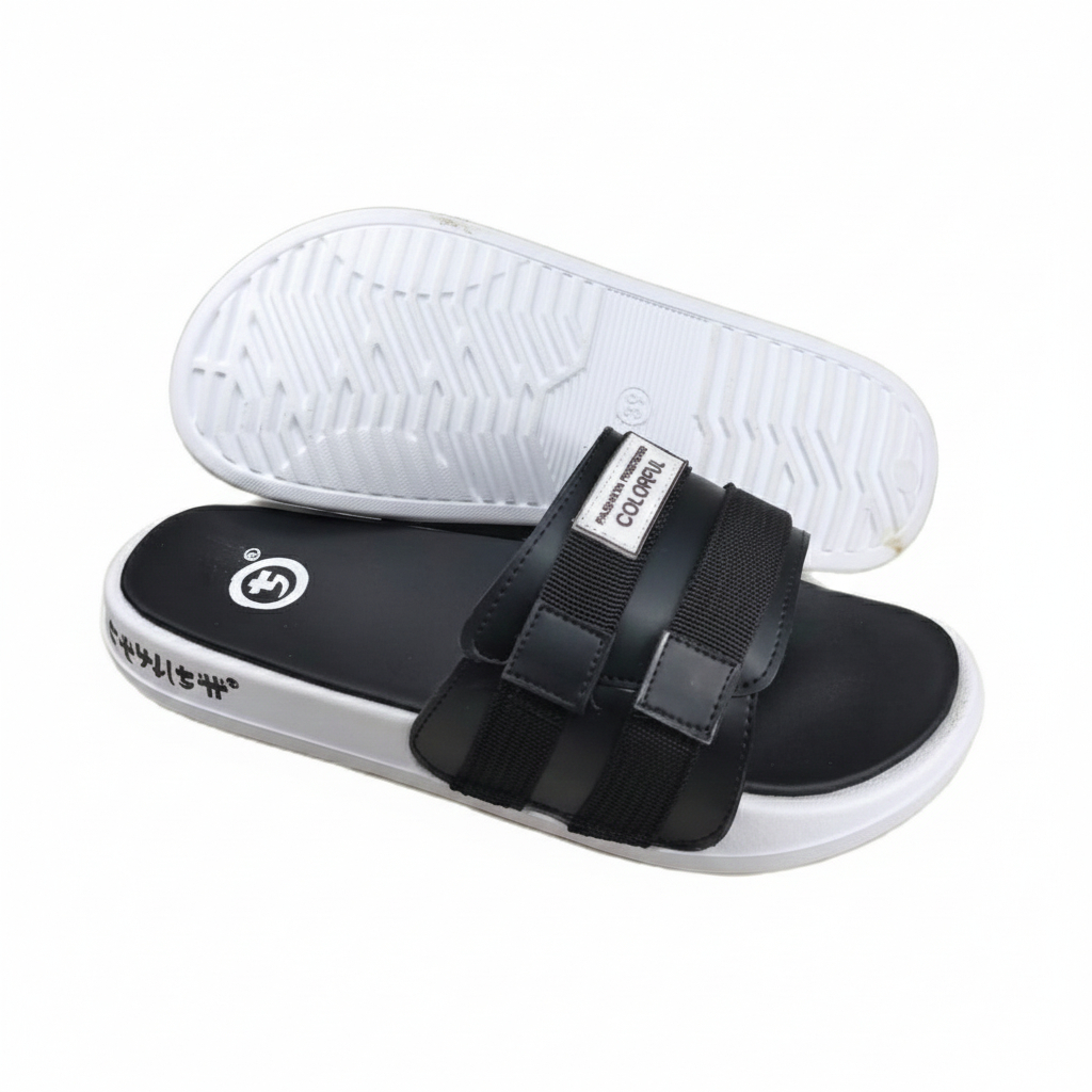 Gsk - ColorFull Distro Sol Putih - Sandal Slide webbing | Sandal slop | Sandal Slide | sendal slide
