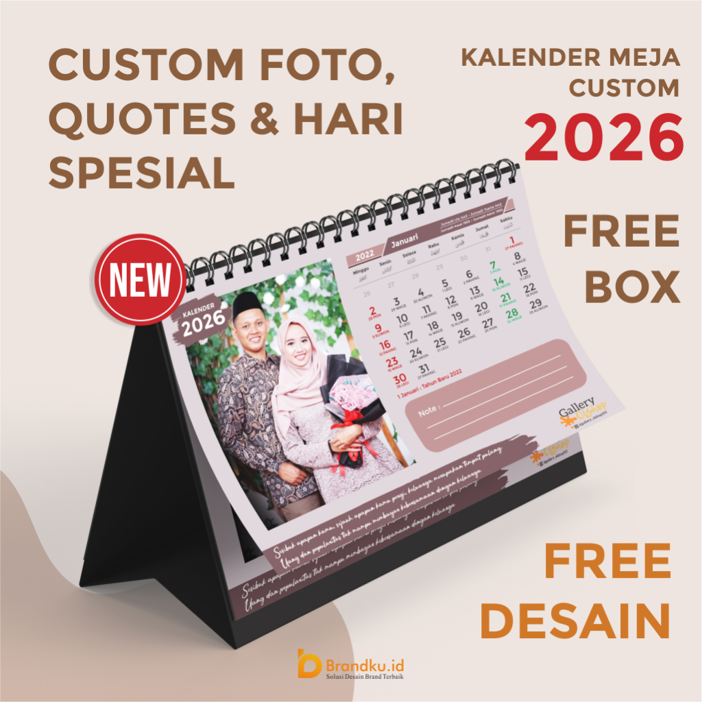 KALENDER MEJA 2026 CUSTOM KALENDER DUDUK 2026 CUSTOM KALENDER DESAIN MODERN ELEGANT KALENDER FOTO SE