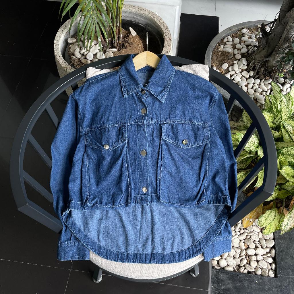 JAKET JEANS WANITA OVERSIZE / CROPTY JAKET KOREAN STYLE / ROMPI JAKET WANITA KEKINIAN