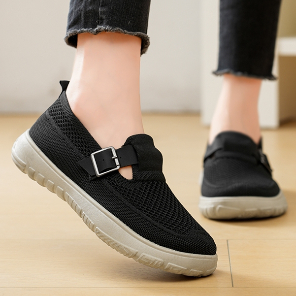 QINGSHUI Sepatu sneakers slip-on wanita Sepatu datar wanita Sepatu loafers wanita