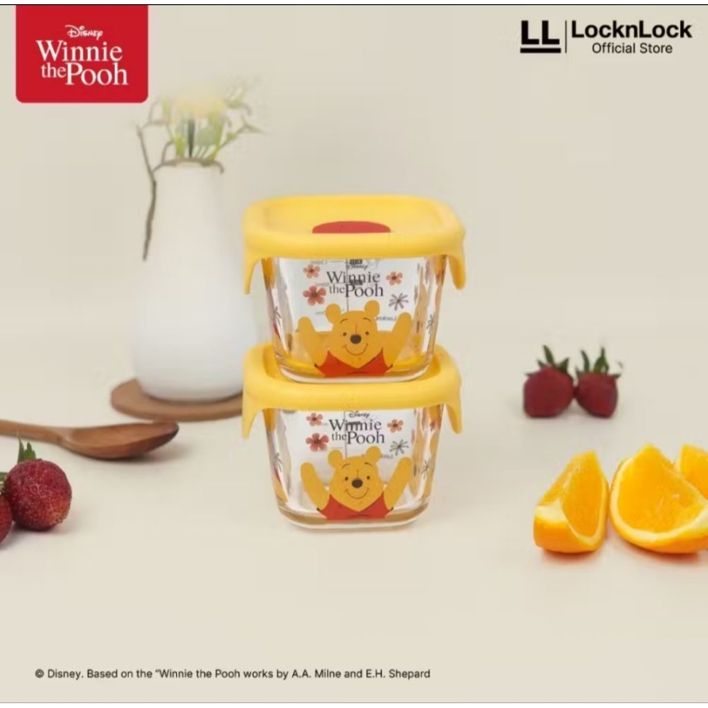 Tempat Makan Anak Bayi Container Baby Food Gelas Kaca Original Lock and Lock Disney Winnie The Pooh 
