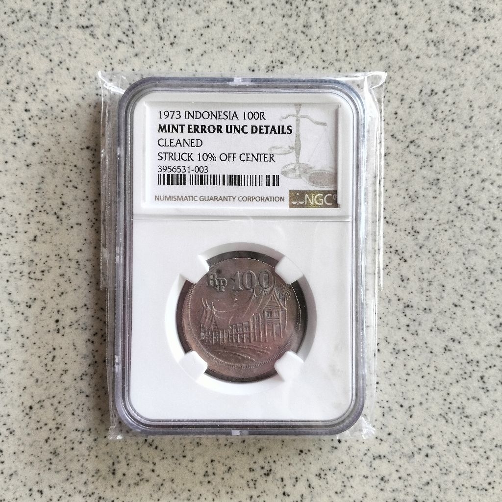 NGC UNC DETAIL Koin Indonesia 100 Rupiah Tebal 1973 Salah Cetak