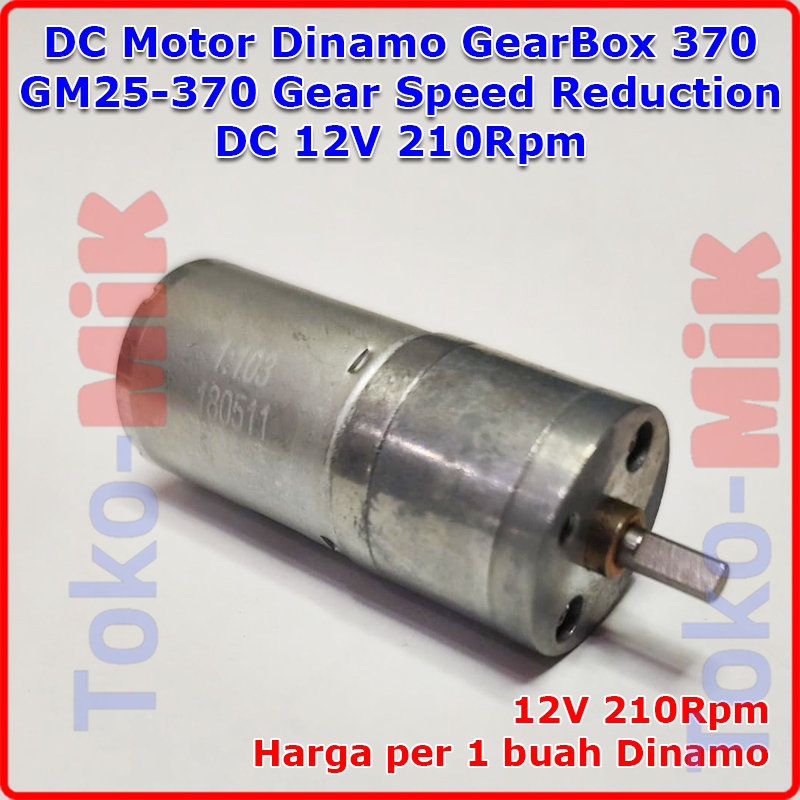 Dinamo DC Motor 370 GM25-370 Slow Speed Reduction Gearbox DC 12V Gigi Gear Reduksi Lambat