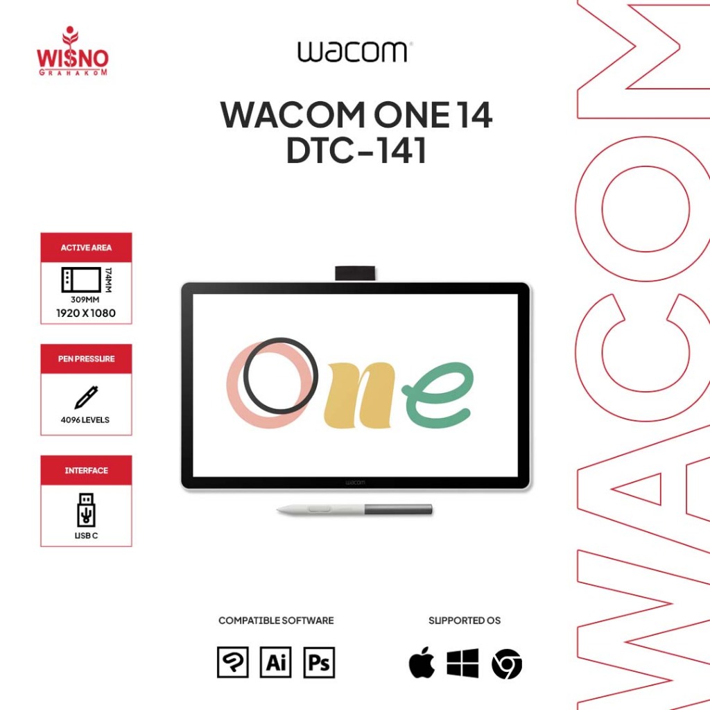 Wacom One 14 DTC 141 Pen Display Drawing Tablet
