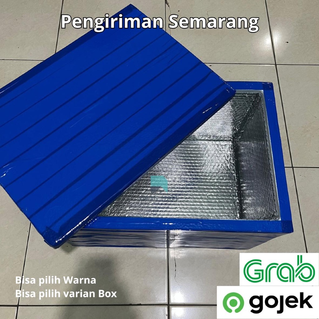 [Khusus Luar Semarang] Sterofoam Box LAKBAN WARNA dengan ALUMINIUM Foil Bubble / Cooler Box Frozen /