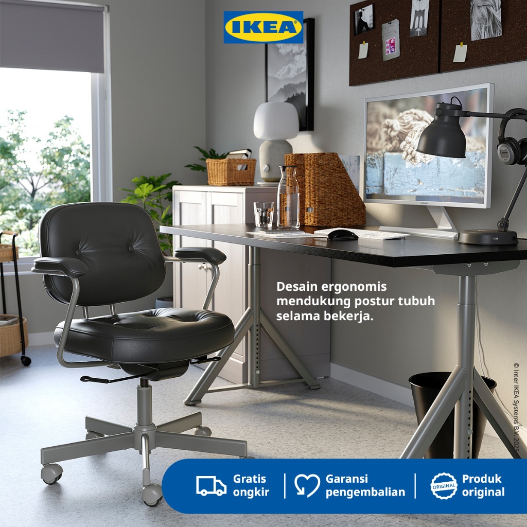 IKEA ALEFJALL Kursi Kantor / Belajar Ergonomis Dapat DIputar Hitam