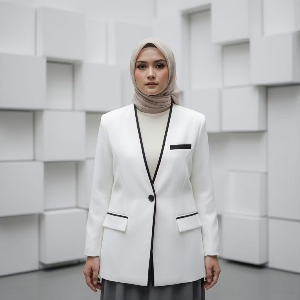 Blazer Wanita Merah Putih Korean Style