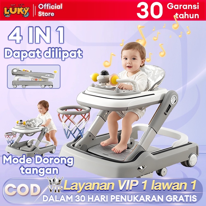 LUKY Baby Walker Familly Babyelle Walker Kereta Bayi Belajar Jalan Dorongan Bayi Belajar Jalan