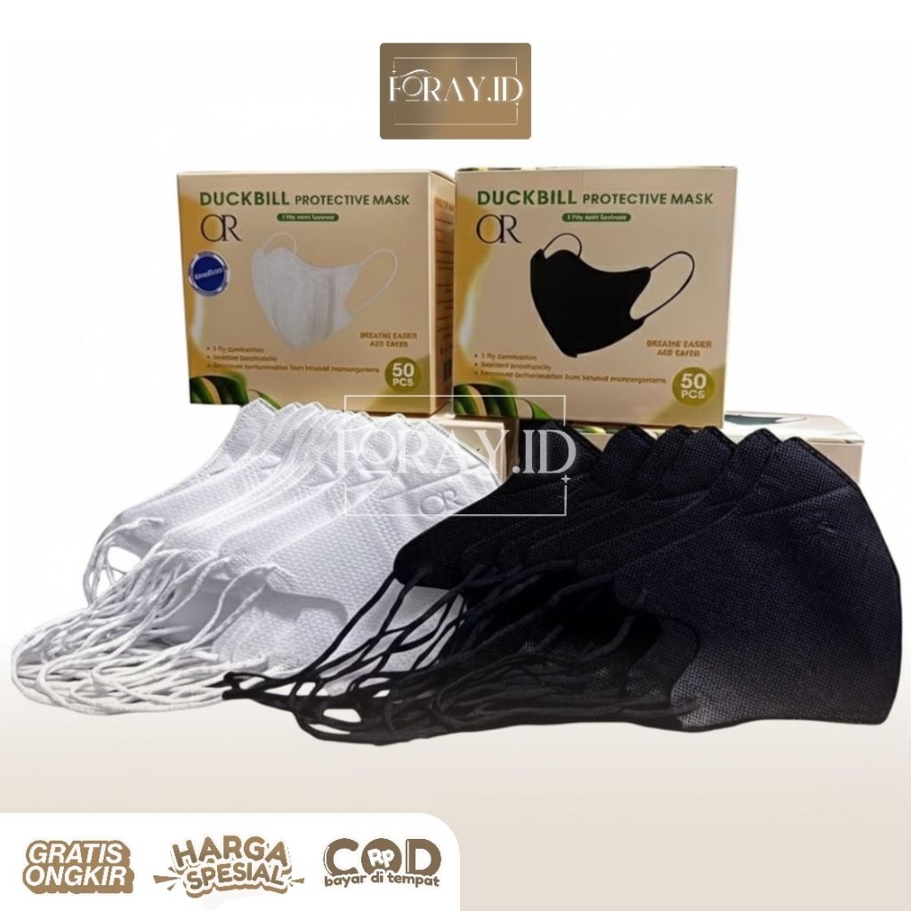 Masker Duckbill Hijab Orlee 3 Ply 1 Box Isi 50 Pcs | Masker Medis Hijab